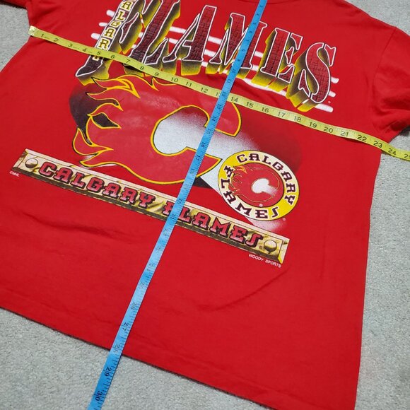 HANES Heavyweight Vintage Calgary Flames T-Shirt Woody Sports NHL Retro Men's XL - Picture 11 of 11